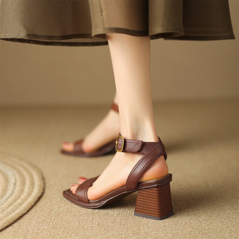 Cloud Bow Block Heel Sandals