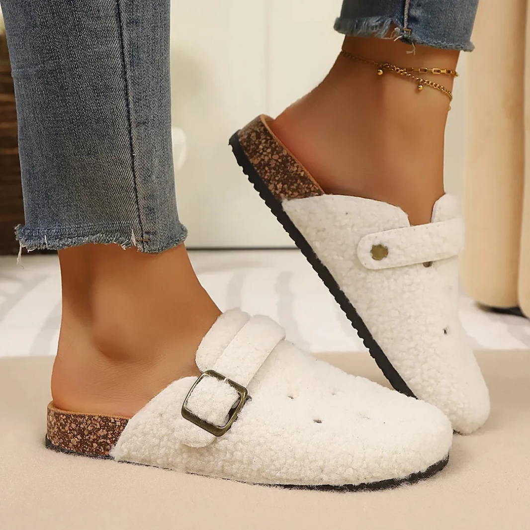 Pearl White Cozy Buckle Clogs